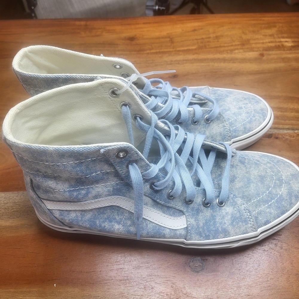 Vans Light Blue High-Top Sneakers with White Stripe